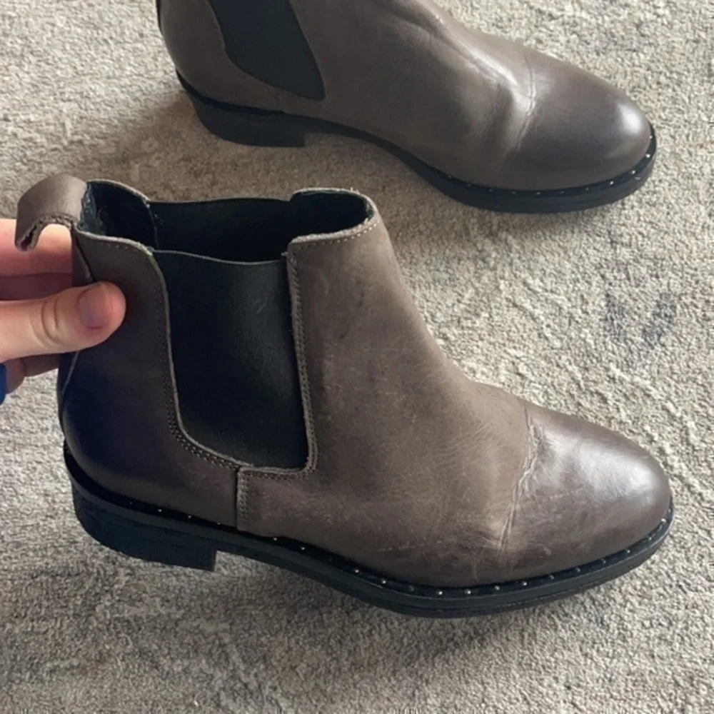Brown leather booties